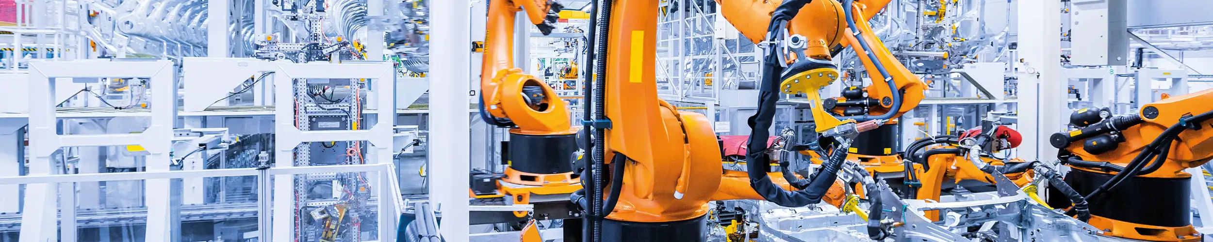 A robotic arm on an assembly line