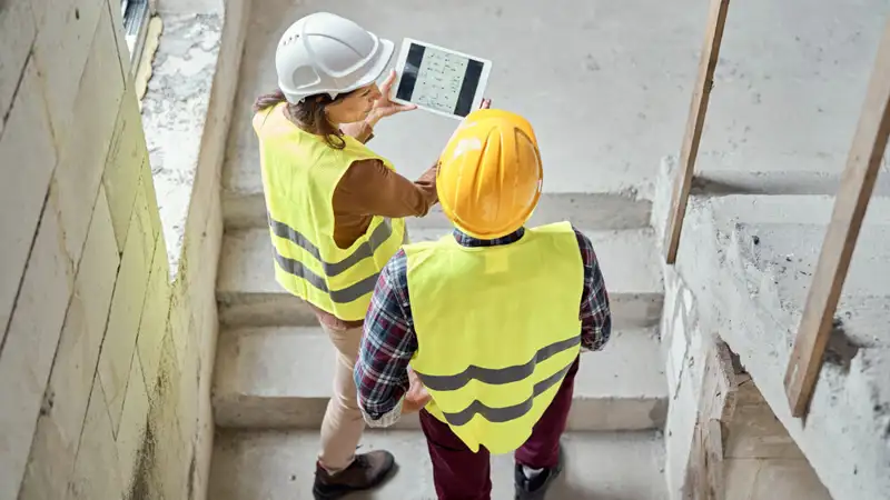 workers having a discussion