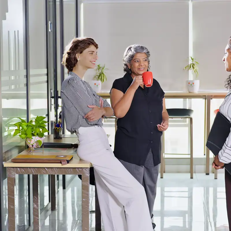 Employees in a breakout room discussing their corporate health insurance plan